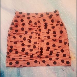 Polka-dot Ruched Mini Skirt